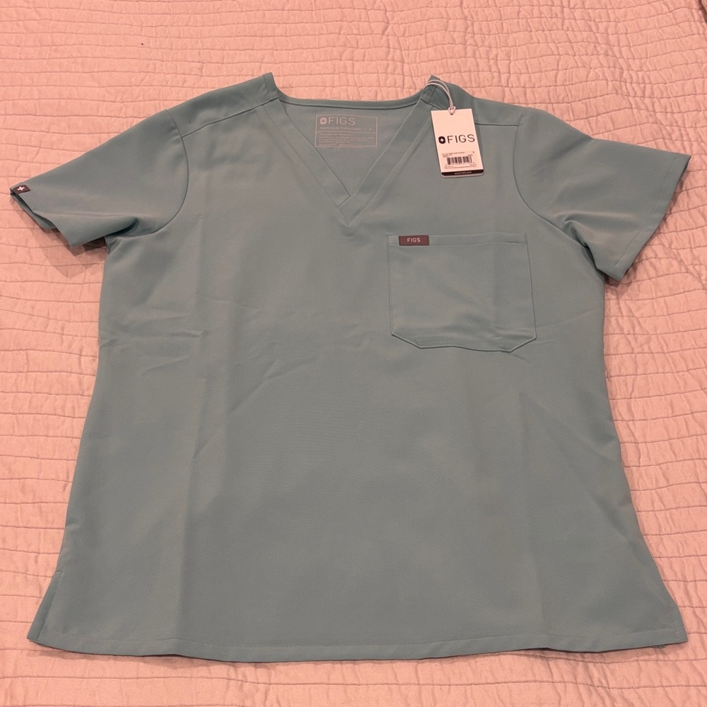 NWT FIGS Catarina Scrub Top Sea Glass